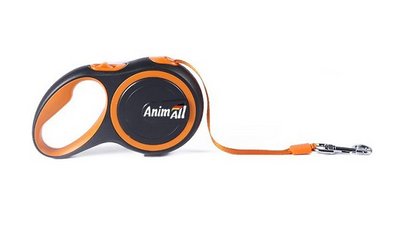 Повідець-рулетка AnimAll М до 25 кг, 5метрів М (Оранжево-чорний) 60701 фото