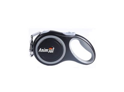 Повідець-рулетка AnimAll М до 25 кг, 5метрів М (Сіро-чорний) 60702 фото