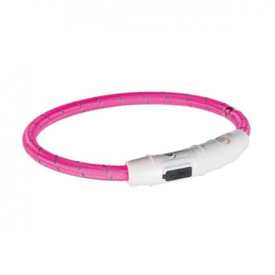 Нашийник Trixie 12707, що світиться з USB M-L 45 см 7 мм Рожевий TX12707 фото