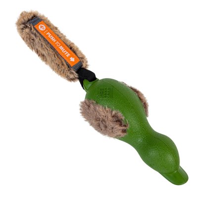 Іграшка для собак Качка з вимикною пискавкою GiGwi Push to mute, гума, штучне хутро, 30 см 2331 фото