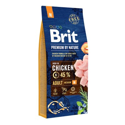 Brit Premium Adult Medium Chicken Сухий корм для собак середніх порід з куркою / 15 кг 526376 фото