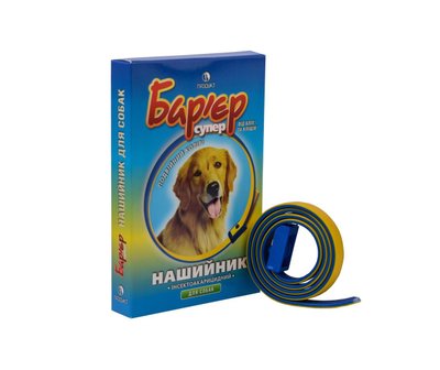 Нашийник інсектоакарицидний Бар’єр супер для собак жовто-блакитний 65 см Продукт 9456 фото