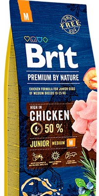 Сухий корм "Brit Premium Junior М" для цуценят і молодих собак великих порід, віком від 2 до 12 місяців. 1кг 170812/6314 фото
