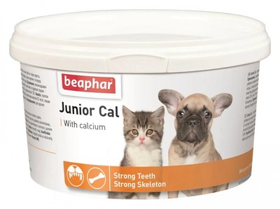 Вітаміни Beaphar Junior Cal (Юніор Каль) харчова добавка для цуценят та кошенят, 200 г 1144 фото