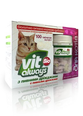 Віталвейс-біо (БАД) для котів таблетки №100 банку з пивними дріжджами (форма - рибки) 3980 фото