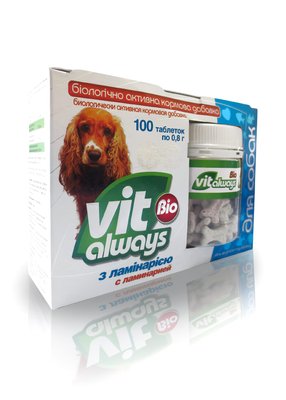 Віталвейс-біо (БАД) з ламінарією для собак у формі кісточки, (банку, таблетки №100) 3983 фото