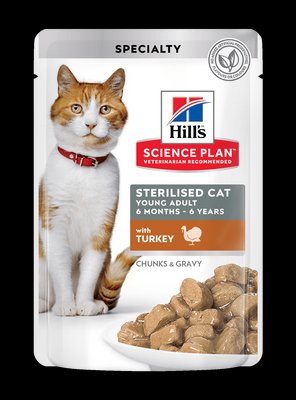 Пауч Hill's Science Plan (пауч) Корм для дорослих стерилізованих котів з індичкою 85 г 604013 фото