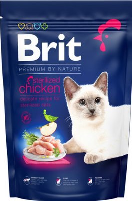 Сухий корм "Brit Premium by Nature Cat Sterilized" з куркою для котів 300гр 171846 фото