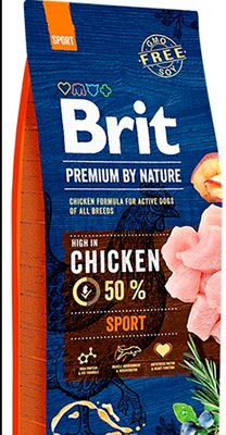 Сухий корм "Brit Premium Sport" для дорослих собак усіх порід із підвищеною потребою в енергії, 15кг 170848/6673 фото