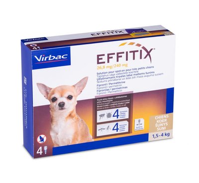 "Virbac EFFITIX" - Краплі від бліх, кліщів, комарів для собак від 1,5 до4 кг (4 шт в упаковці) К311513 фото