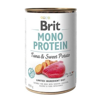 Вологий корм Brit Mono Protein для собак із тунцем і бататом 400 г 100836/100055/9742 фото