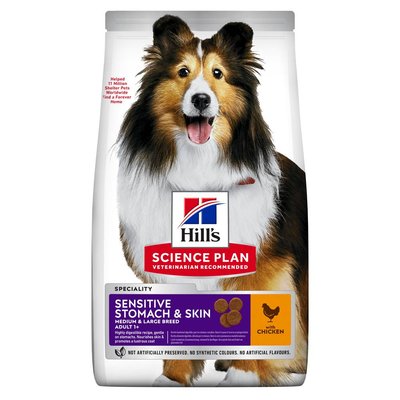 Сухий корм для собак hill's Science Plan Adult Sensitive Stomach & Skin Medium з куркою, 0.8 кг 604326 фото