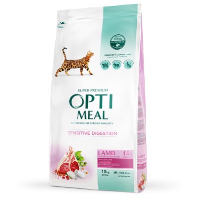 Сухой корм Optimeal з ягням для дорослих котів чутливим травленням 10 кг 60075 фото