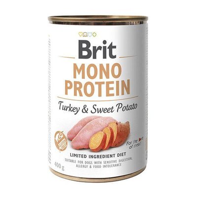 Вологий корм для собак Brit Mono Protein з індичкою та бататом 400 г 100837/100056/9756 фото