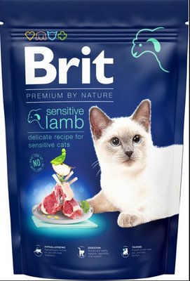 Сухий корм "Brit Premium by Nature Cat Sensitive" з ягням для котів із чутливим травленням 1.5 кг 171865 фото
