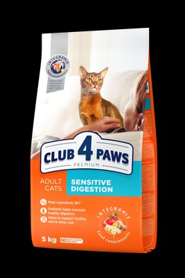Повнораціонний сухий корм для дорослих кішок CLUB 4 PAWS (Клуб 4 Лапі) Преміум з чуттєвим травлення, 5 кг 4820083909382 фото