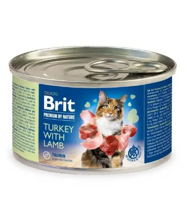 Вологий корм для котів Brit Premium з індичкою та ягням 200 г 100617/5049 фото
