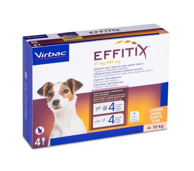 "Virbac EFFITIX" - Краплі від бліх, кліщів, комарів для собак від 4 до 10 кг (4 шт в упаковці) К311516 фото