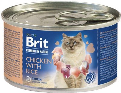 Вологий корм для котів Brit Premium by Nature Cat курка з рисом 200 гр 100618/5056 фото