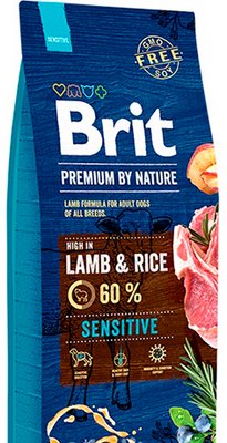 Сухий корм "Brit Premium Sensitive Lamb" з м'ясом ягняти для дорослих собак із чутливим травленням, 15кг 170845/6642 фото