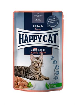 Вологий корм Happy Cat MIS A-Lachs Pouch з лососем для котів (шматочки в соусі) пауч, 85 г В70618 фото
