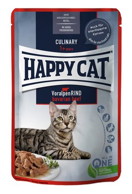 Вологий корм Happy Cat MIS V-Rind Pouch з яловичиною для котів (шматочки в соусі) пауч, 85 г В70619 фото