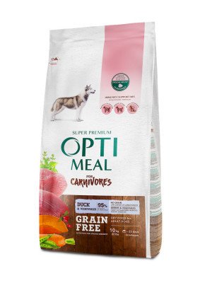 Беззерновий сухий корм Optimeal з качкою та овочами для дорослих собак усіх порід 10 кг 60080 фото