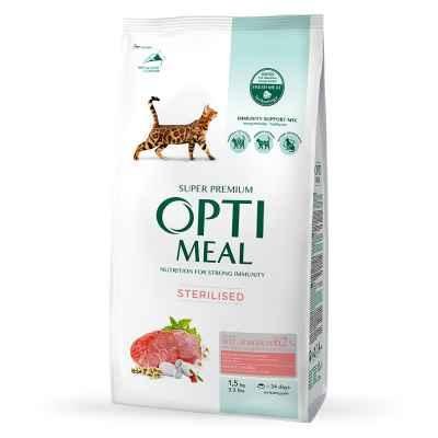 Сухий корм Optimeal з високим вмістом яловичини та сорго для стерелізованих кішок 1.5 кг 60029 фото