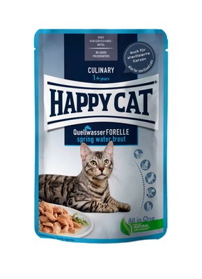 Вологий корм Happy Cat MIS Q-Forelle Pouch з фореллю для котів (шматочки в соусі) пауч, 85 г В70620 фото