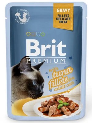 Вологий корм для котів Brit Premium Cat pouch 85 г філе тунця в соусі (пауч) 111252/548 фото