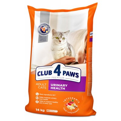 Повнораціонний сухий корм для дорослих кішок CLUB 4 PAWS (Клуб 4 Лапи) Преміум підтримка здоров'я сечовид. системи, 14 кг 4820083909375 фото