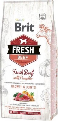 Сухий корм для цуценят і юніорів великих порід собак Brit Fresh Growth & Joints з яловичиною та гарбузом 12 кг 170991/530755 фото
