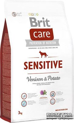 Сухий корм гіпоалергенний з олениною для собак усіх порід Brit Care Sensitive All Breed 3 кг 132746/0818 фото