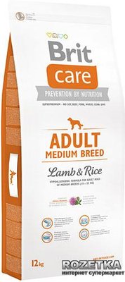Сухий корм для дорослих собак середніх порід Brit Care Adult Medium Breed Lamb & Rice 12 кг 132709/9928 фото