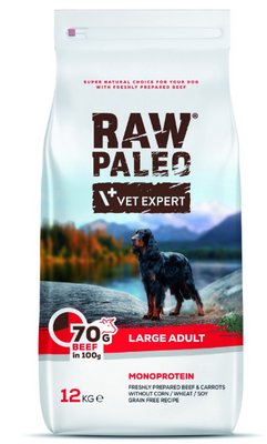 Сухий корм для собак Vet Expert Raw Paleo Adult Large Beef з яловичиною 12кг 4204324 фото