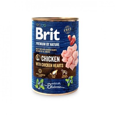 Вологий корм Brit Premium by Nature з куркою та курячими серцями для собак 400 гр 100405/8522 фото