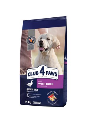 Повнораціонний сухий корм для дорослих собак CLUB 4 PAWS (Клуб 4 Лапи) Преміум для великих порід з качкою, 14 кг 4820215368957 фото