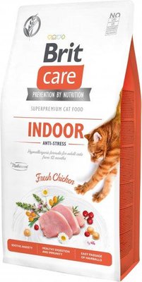 Brit Care Cat Grain Free Indoor Anti-Stress сухий з куркою для зниження рівня стресу в домашніх котів 2 кг 171302/0853 фото
