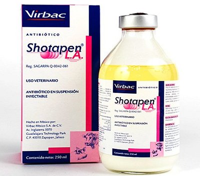 Шотапен ЛА Вірбак (Virbac Shotapen LA) – антибіотик для лікування інфекційних захворювань, 250 мл К311531 фото