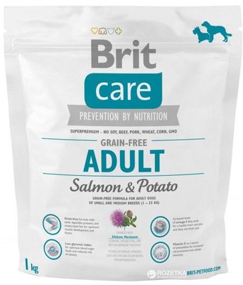 Сухий корм для собак вагою до 25 кг Brit Care GF Adult Salmon & Potato 1 кг 132726/0160 фото
