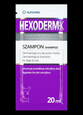 Гексодерм-К (Xexoderm-K) Шампунь для собак і котів з хлоргикседином і кетоконозолом 20 мл Eurowet Польща 9053620 фото