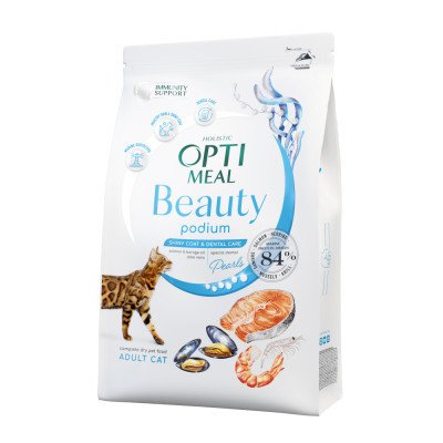 Сухий корм Optimeal з морепродуктами для догляду за шерстью та зубами у дорослих котів 1.5 кг 60041 фото