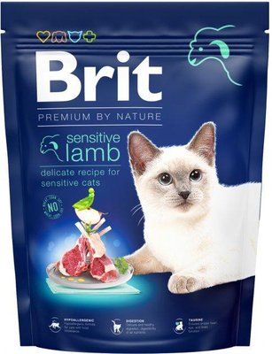 Сухий корм для кішок із чутливим травленням Brit Premium by Nature Cat Sensitive з ягнятком 300 г 171849 фото