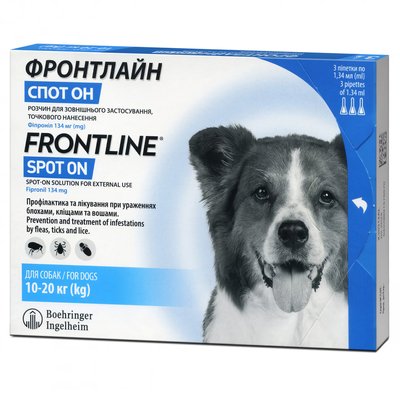 Frontline (Фронтлайн) Спот-Он від бліх і кліщів для собак вагою від 10 до 20 кг 159922 фото