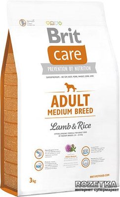 Сухий корм для дорослих собак середніх порід Brit Care Adult Medium Breed Lamb & Rice 3 кг 132710/9935 фото