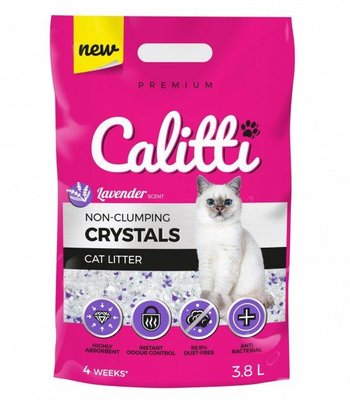 Силікагелевий наповнювач для котячого туалету Calitti Crystals 3.8 л Lavender 223352 фото