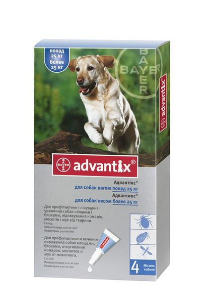 Краплі Адвантікс для собак вагою від 25 до 40 кг (4,0 мл 1 піпетка) BAYER (термін до 02.2026 р) 9465 фото