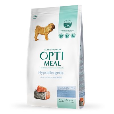 Гіпоалергенний сухий корм Optimeal з лососем для дорослих собак середніх та великих порід 12 кг 60088 фото