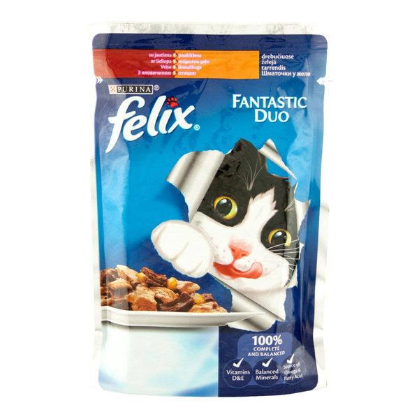 Felix Fantastic Duo (пауч) Консерви для кішок Шматочки в желе з яловичиною і птицею 85 г 923187 фото