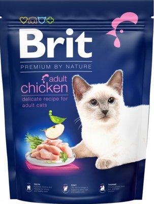 Сухий корм "Brit Premium by Nature Cat Adult Chicken" з куркою для котів 800 гр 171851 фото